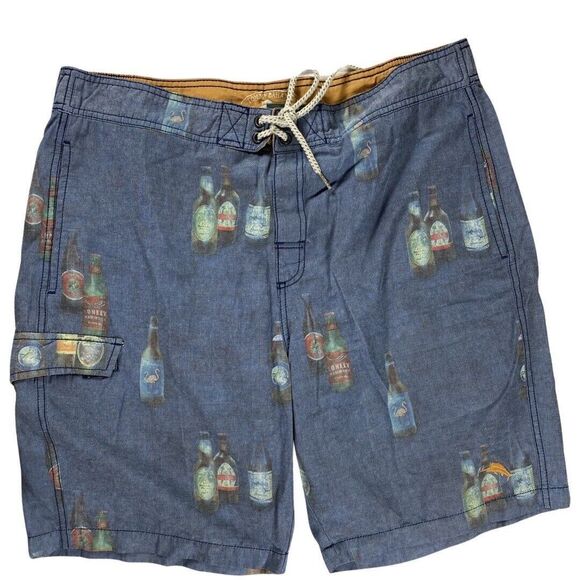 Tommy Bahama Other - Tommy Bahama Relax Men's Size L Swim Trunks Blue Beer Print Casual Pool Beach